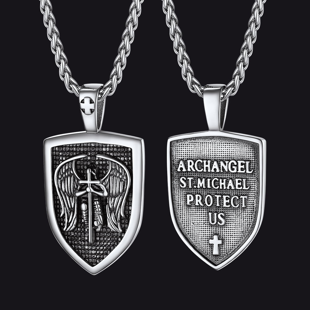 FaithHeart Shield Archangel St. Michael Protection Necklace For Men FaithHeart