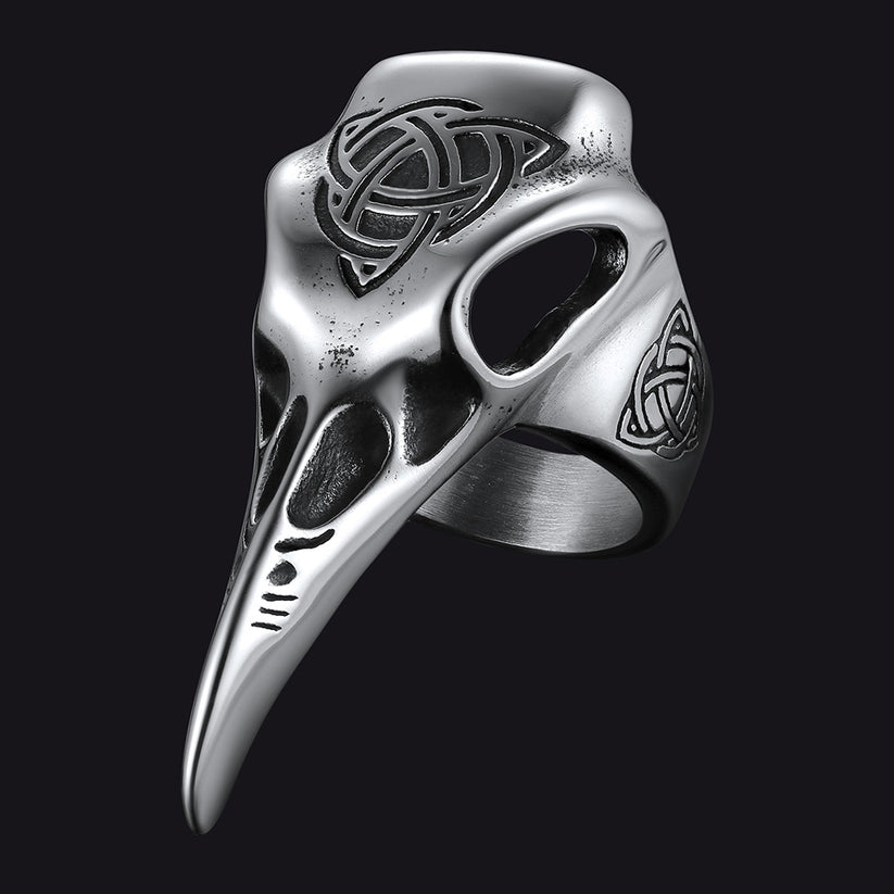 Viking Raven Skull Ring for Men | Celtic Knot – FaithHeart Jewelry