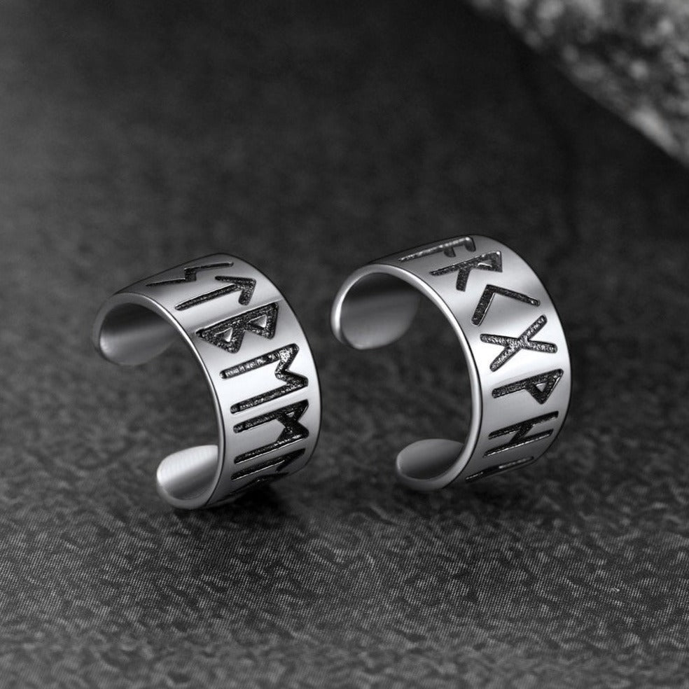 FaithHeart Viking Runes Ear Cuff Earrings For Men Sterling Silver FaithHeart