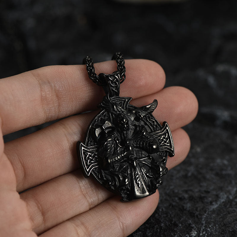FaithHeart Norse Viking Odin Cross Pendant Necklace for Men FaithHeart
