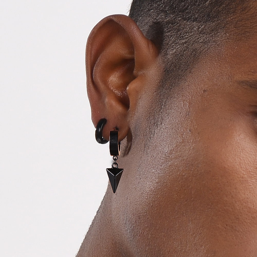FaithHeart Triangle Dangle Earrings For Men Stainless Steel FaithHeart
