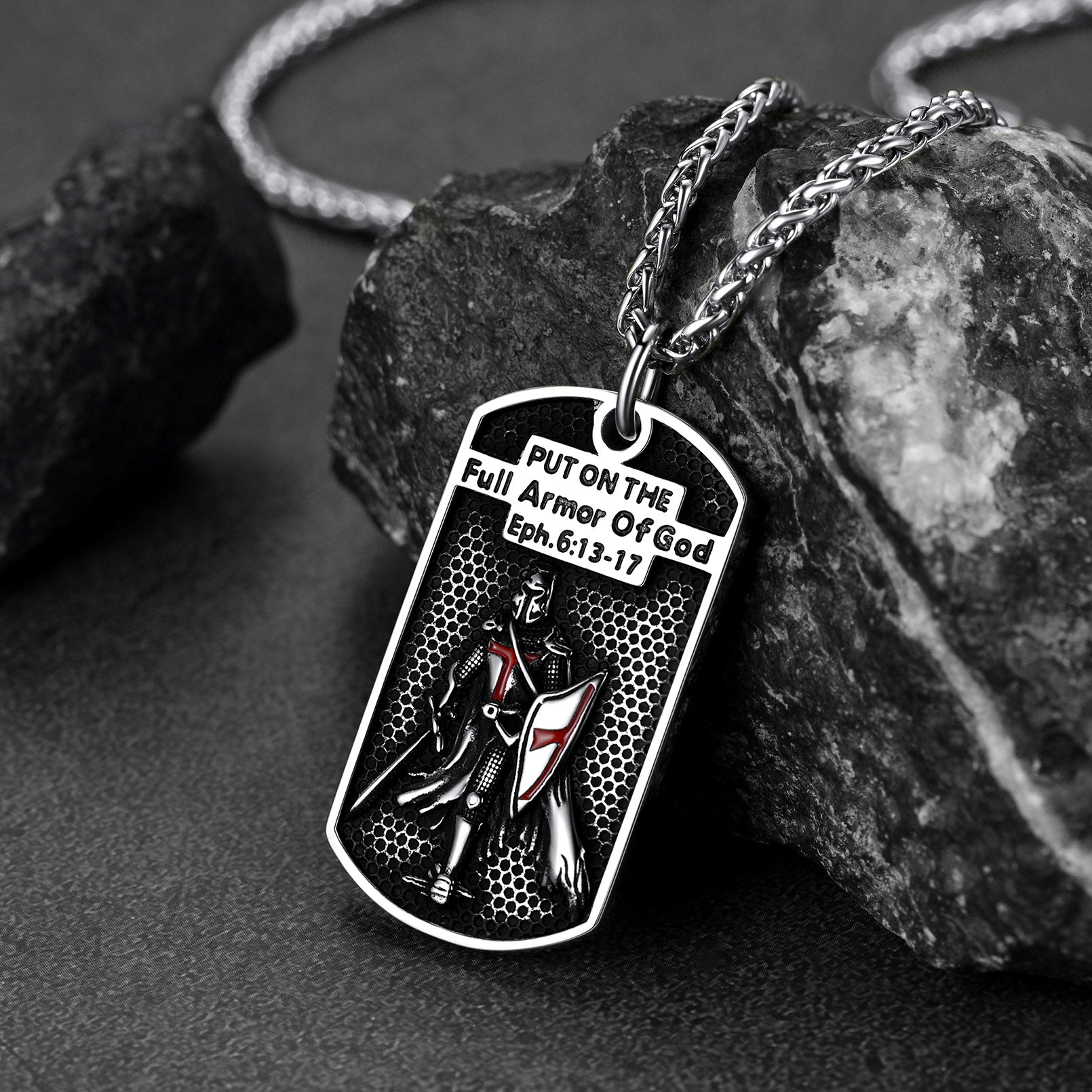 FaithHeart Religious Knights Templar Dog Tag Necklace For Men FaithHeart