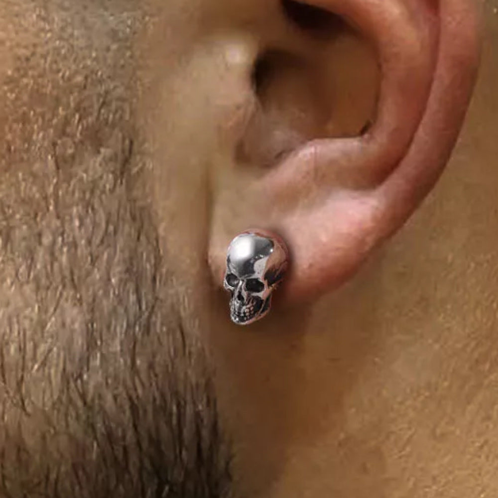 FaithHeart Punk Gothic Skull Stud Earrings For Men FaithHeart