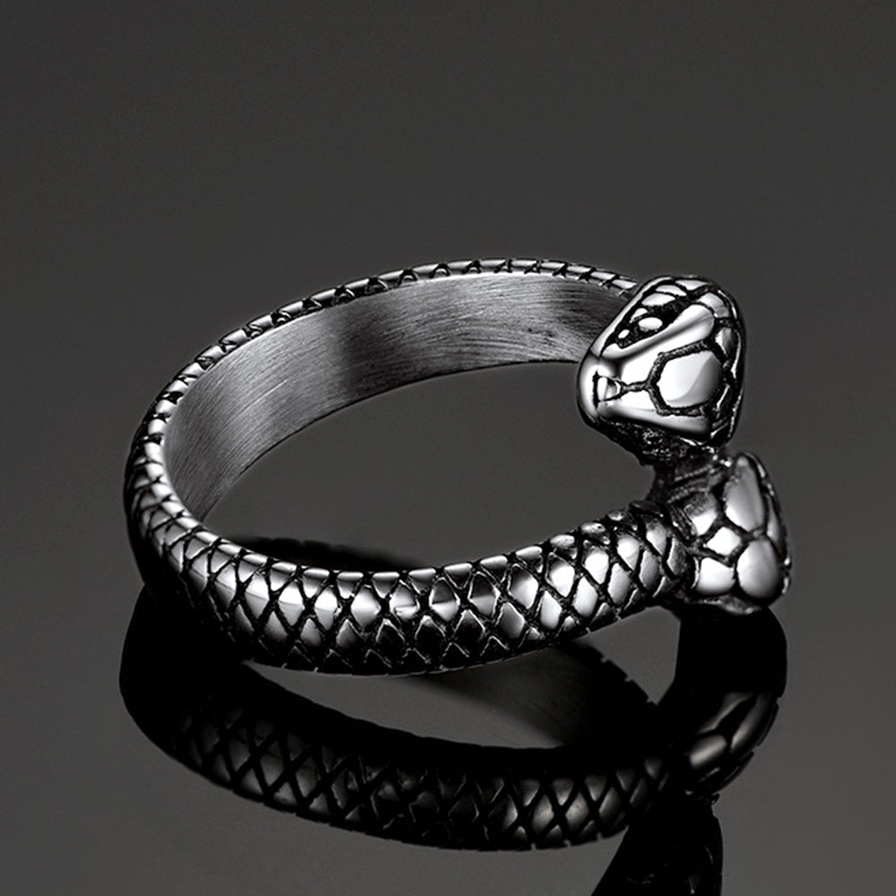 FaithHeart Punk Two-Head Snake Ring For Men FaithHeart