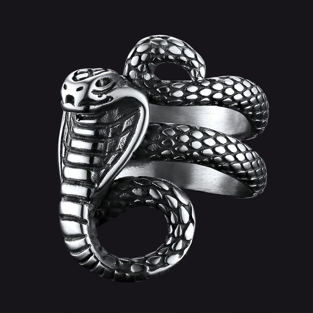 FaithHeart Gothic Punk Cobra Snake Ring For Men FaithHeart