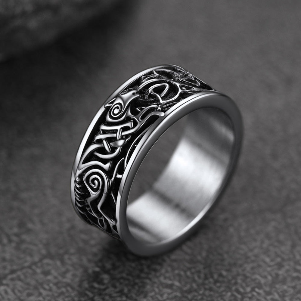 FaithHeart Viking Celtic Wolf Ring For Men FaithHeart