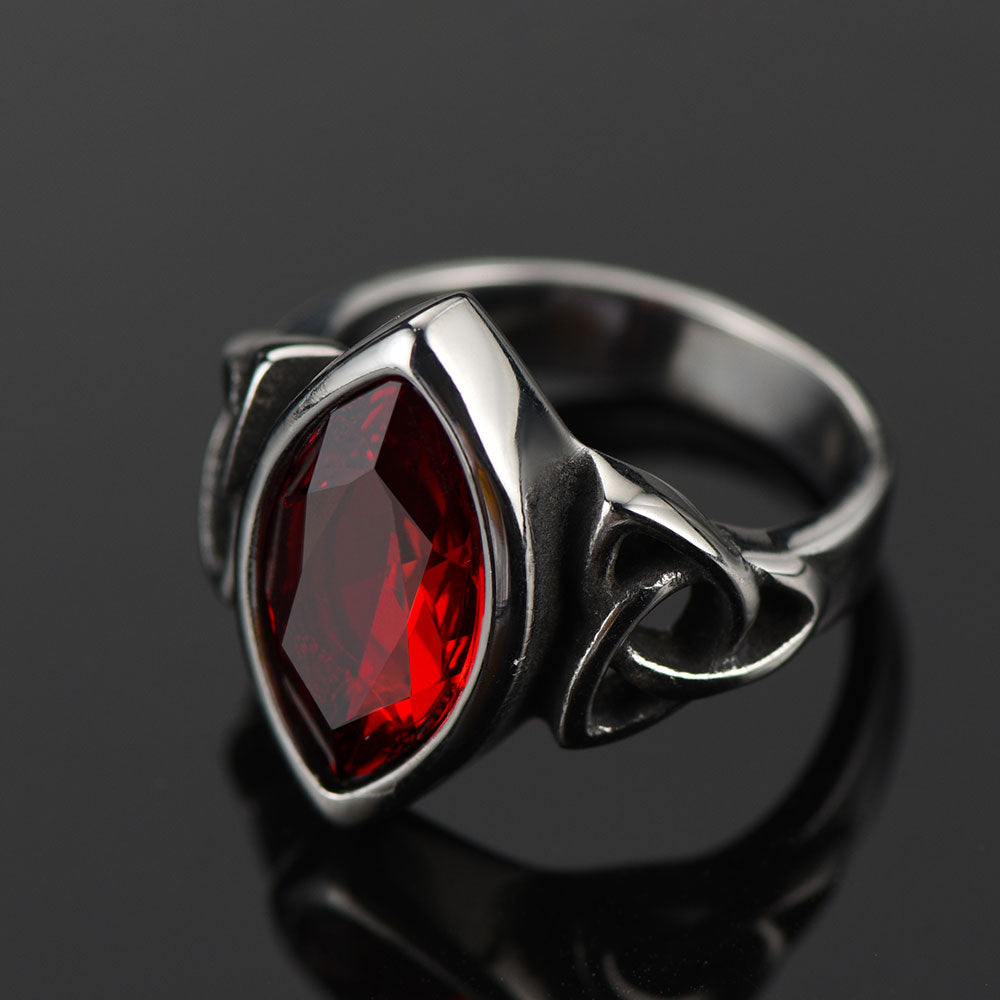 FaithHeart Vintage Celtic Ruby Ring Gemstone Ring for Men FaithHeart