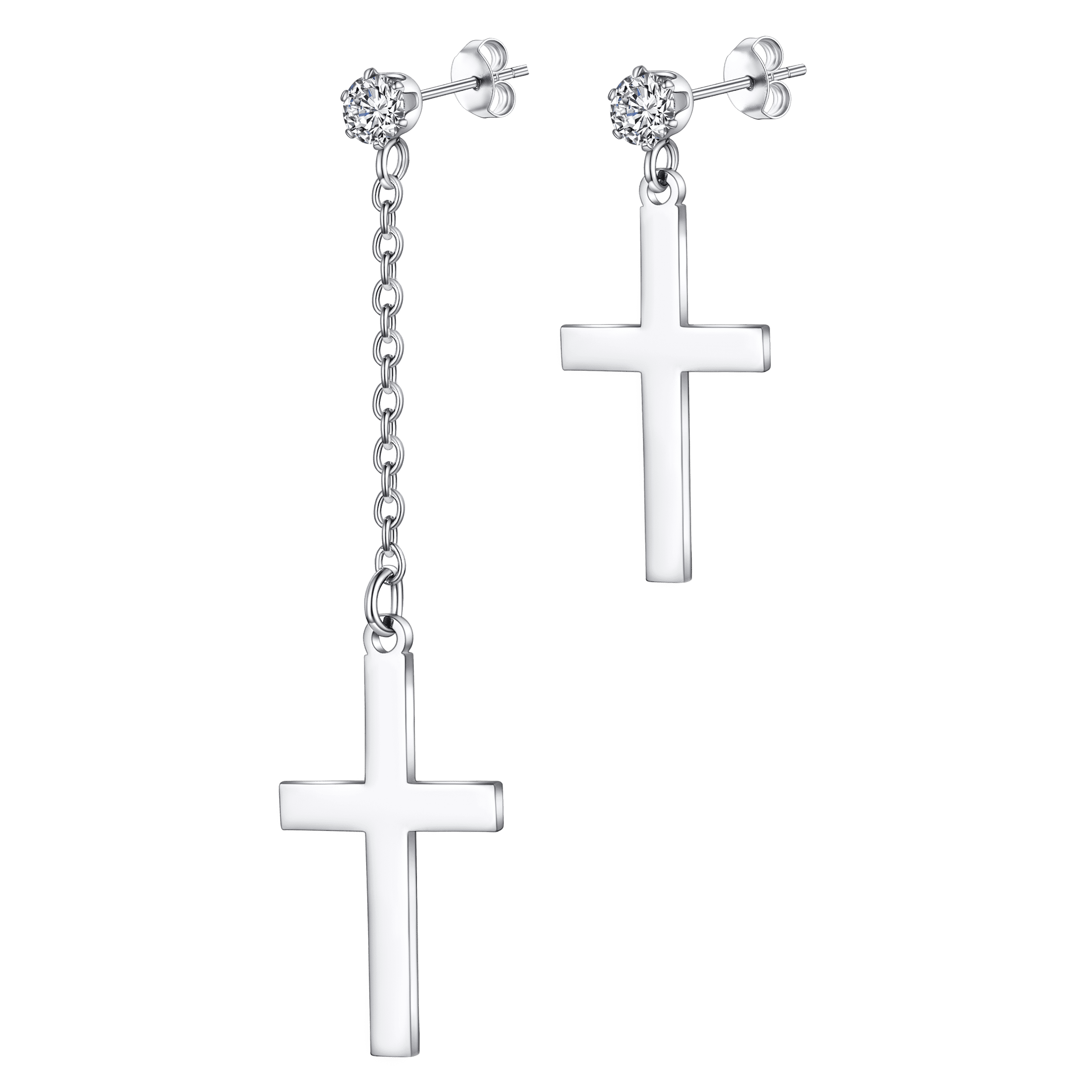 FaithHeart Asymmetric Cross Dangle Earrings for Men FaithHeart