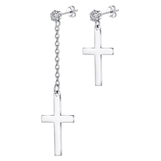 FaithHeart Asymmetric Cross Dangle Earrings for Men FaithHeart