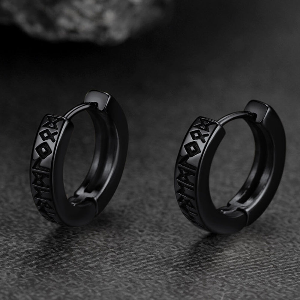 FaithHeart Norse Viking Runes Hoop Earrings For Men FaithHeart