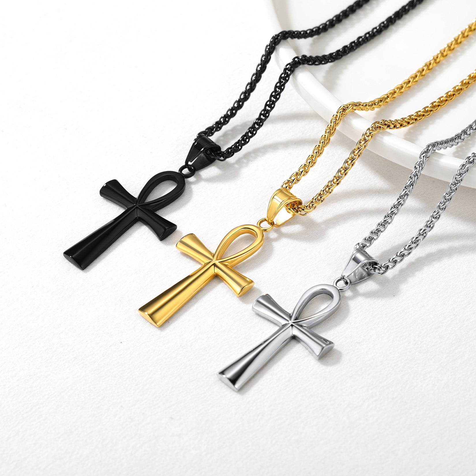 FaithHeart Egyptian Ankh Cross Necklace For Men FaithHeart