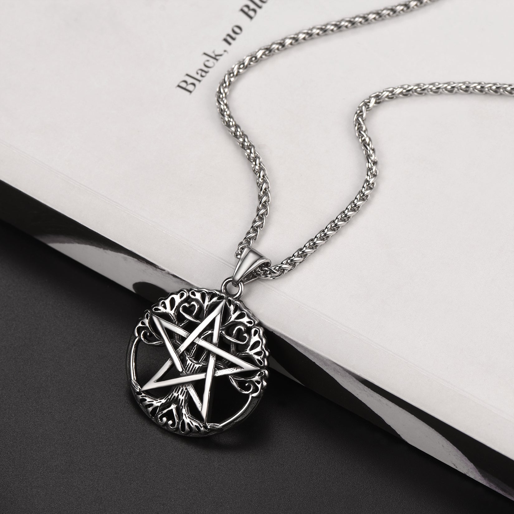 FaithHeart Pentagram Tree of Life Necklace Wicca Pendant for Men FaithHeart