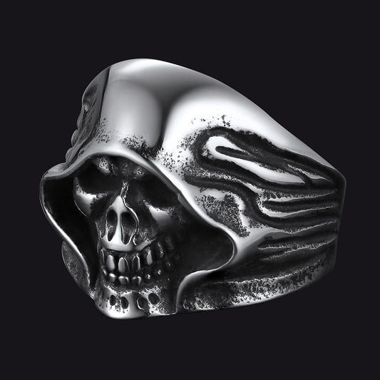 FaithHeart Gothic Grim Reaper Skull Ring For Men FaithHeart
