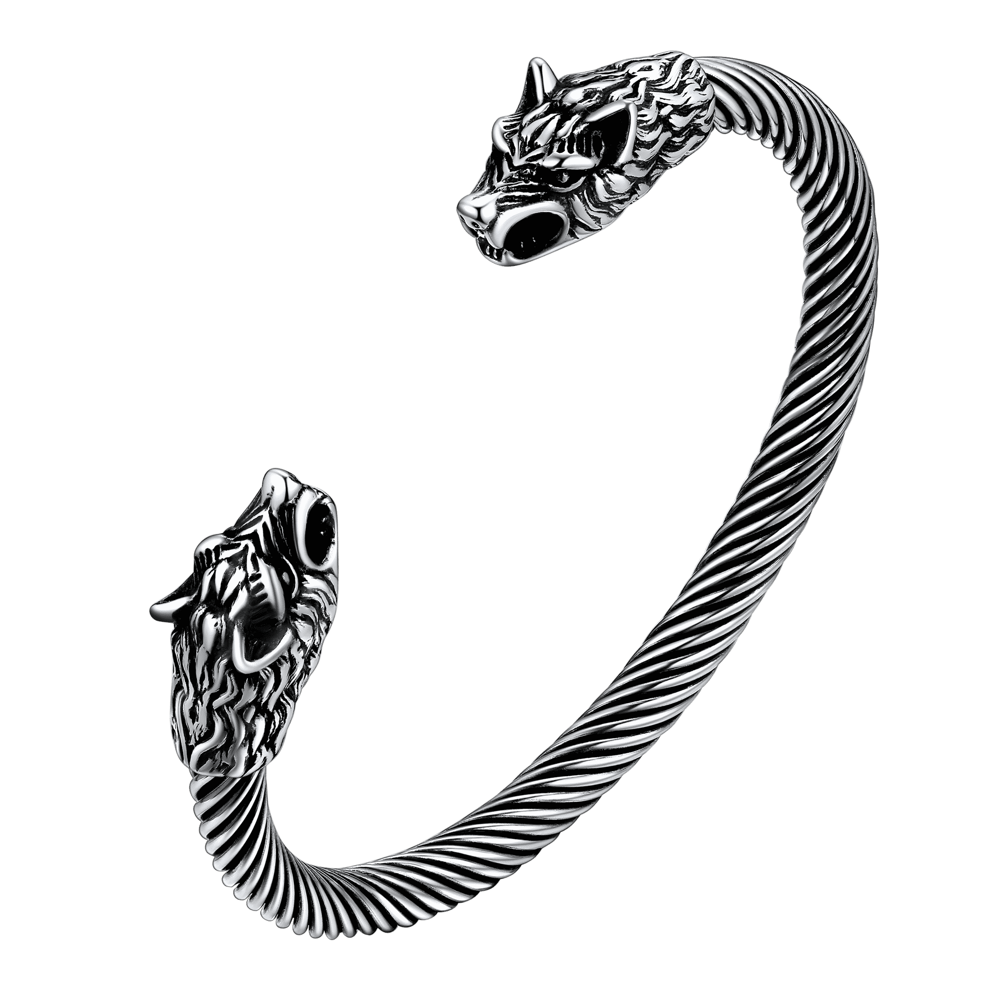 FaithHeart Viking Wolf Head Arm Ring Cuff Bracelet For Men FaithHeart