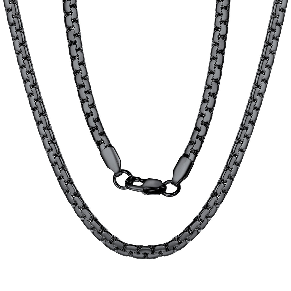 FaithHeart Flat Box Chain Necklace for Men Women FaithHeart