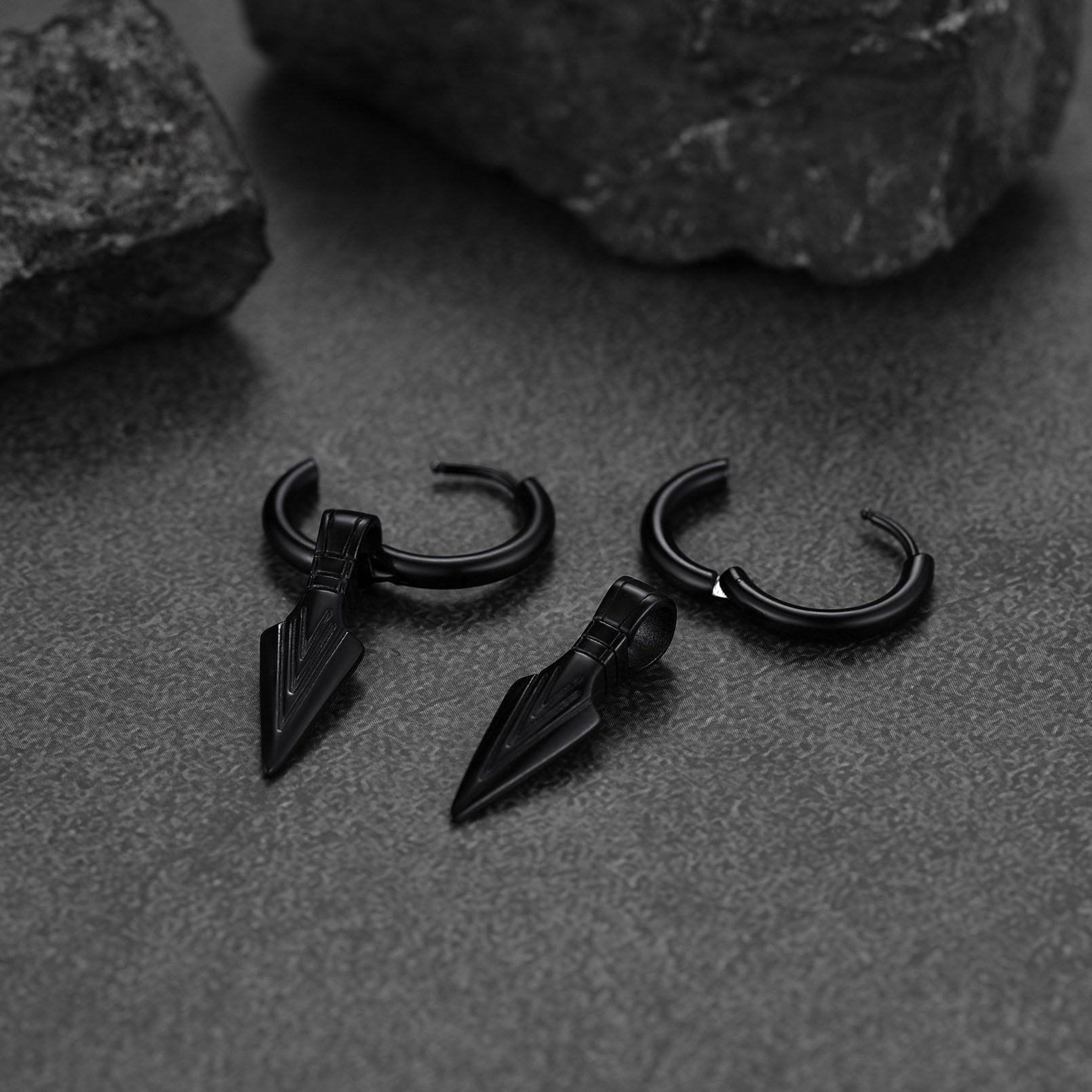 FaithHeart Punk Spear Arrowhead Drop Dangle Earrings For Men FaithHeart