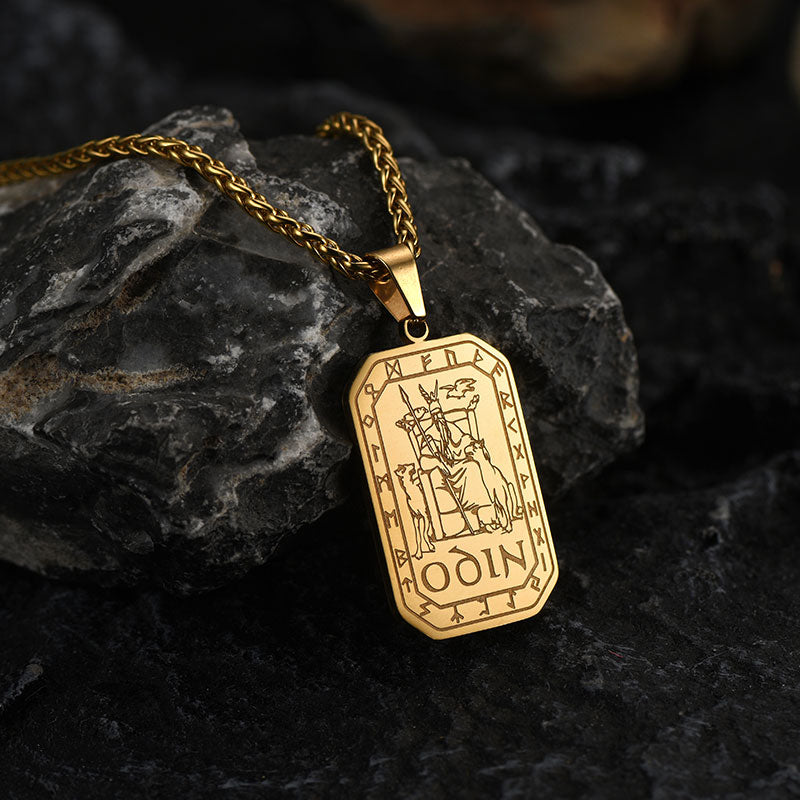FaithHeart Viking Rune Odin Dog Tag Pendant Necklace for Men FaithHeart