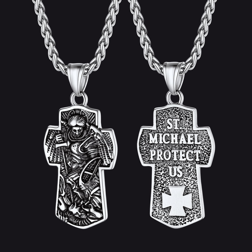 FaithHeart Archangel St. Michael Cross Necklace Protection Pendant FaithHeart