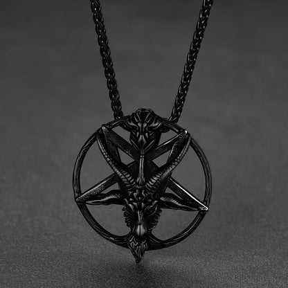 FaithHeart Satanic Baphomet Goat Pentagram Necklace for Men FaithHeart