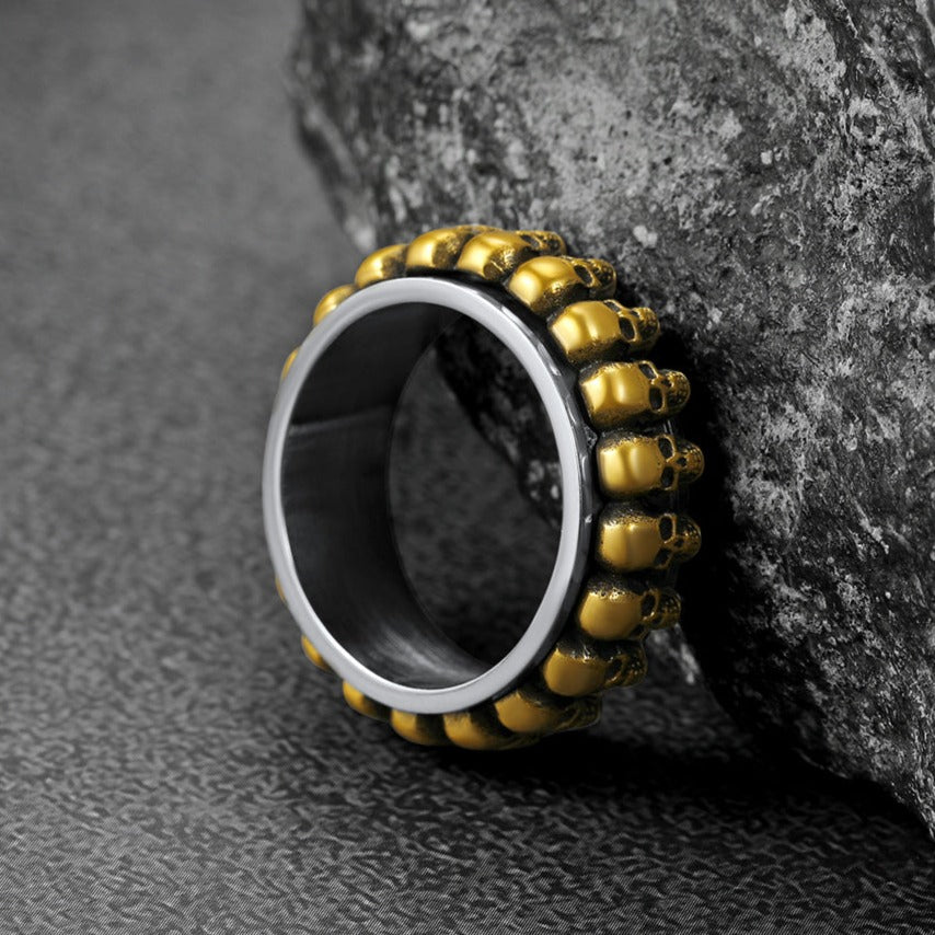 FaithHeart Gothic Skull Ring Fidget Anxiety Ring For Men FaithHeart