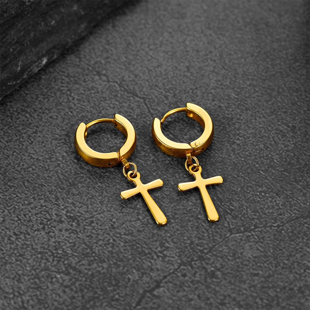 FaithHeart Cross Dangle Drop Earrings For Men 4 Pairs FaithHeart