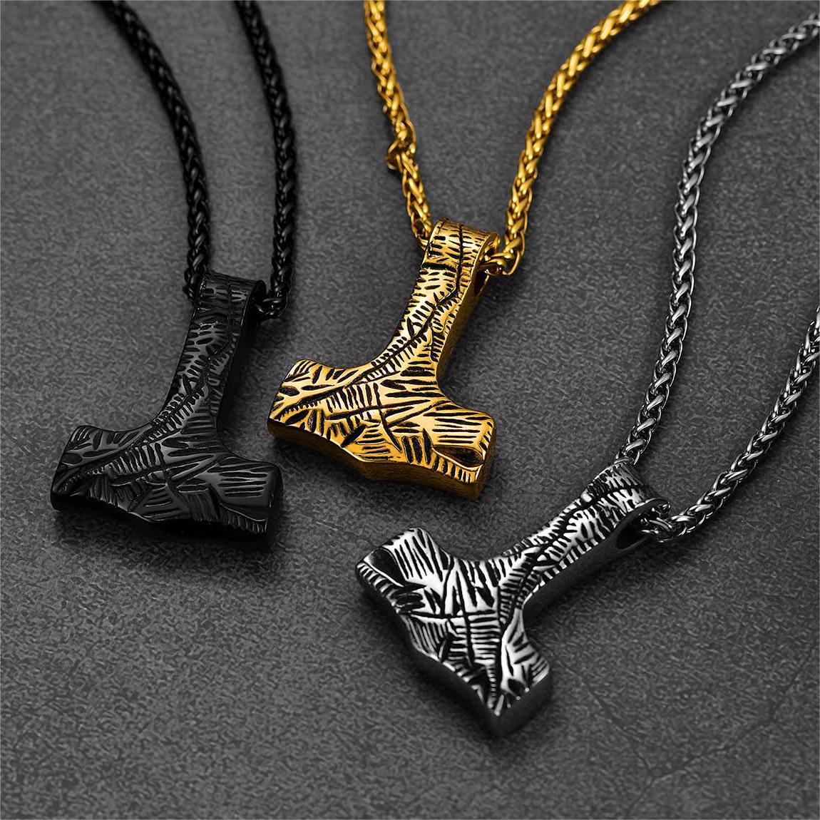 FaithHeart Viking Thor's Hammer Necklace Mjolnir Pendant For Men FaithHeart