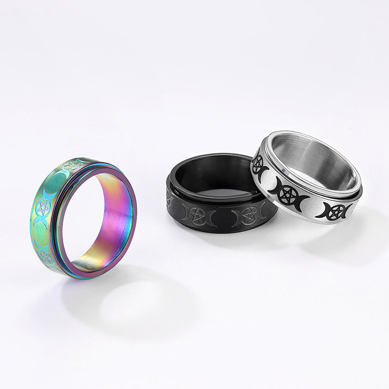 FaithHeart Moon And Star Fidget Ring for Anxiety Stainless Steel FaithHeart