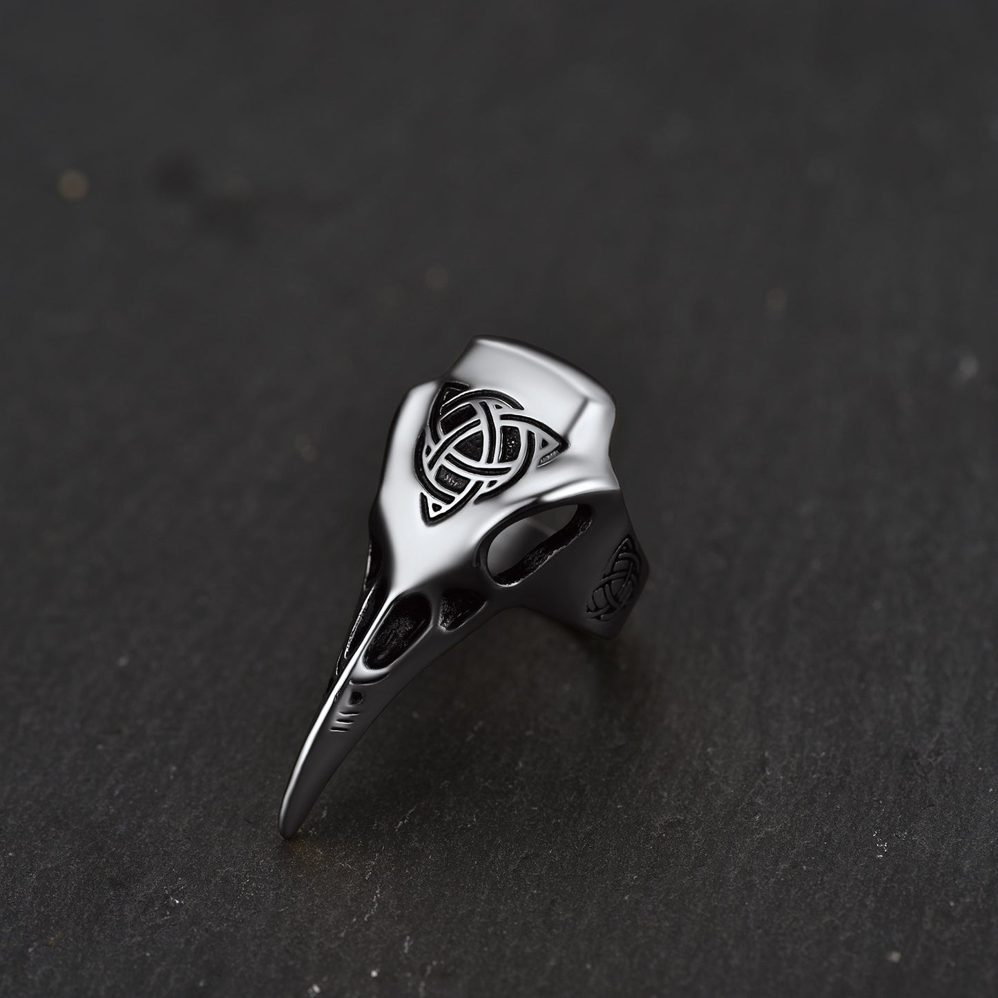 FaithHeart Viking Raven Skull Ring With Celtic Knot For Men FaithHeart