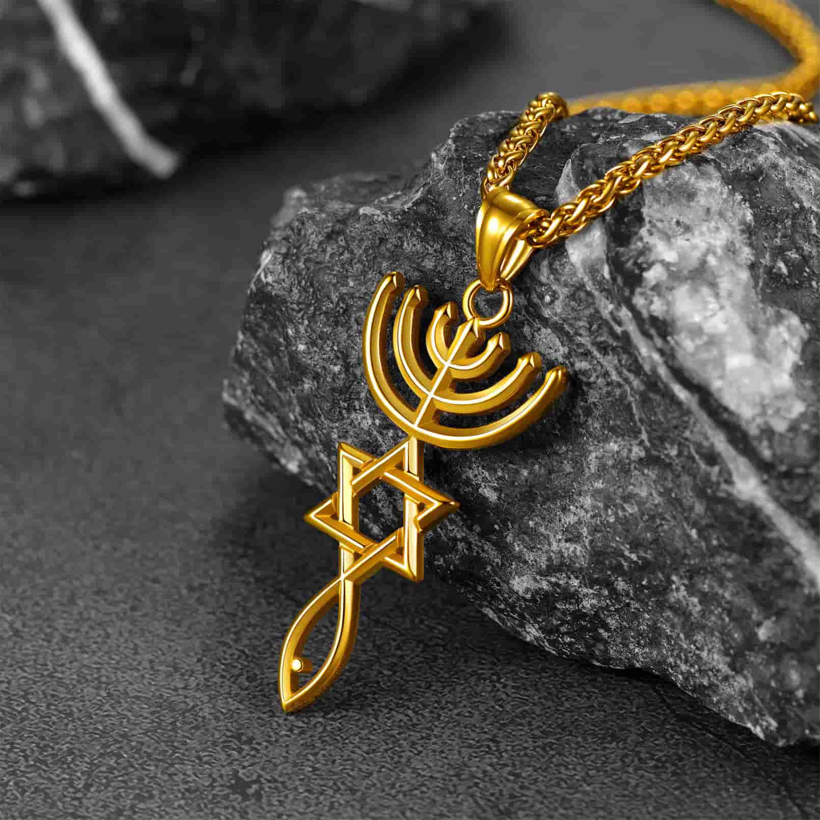 FaithHeart Religious Messianic Seal Jewish Star of David Necklace For Men FaithHeart