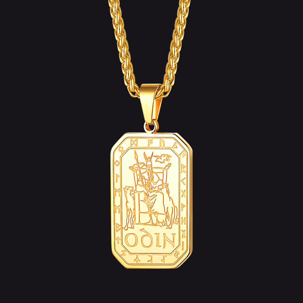 FaithHeart Viking Rune Odin Dog Tag Pendant Necklace for Men FaithHeart