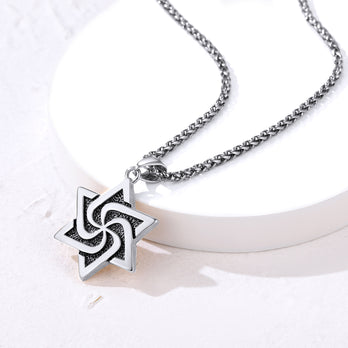 FaithHeart Retro Jewish Star Of David Necklace For Men FaithHeart