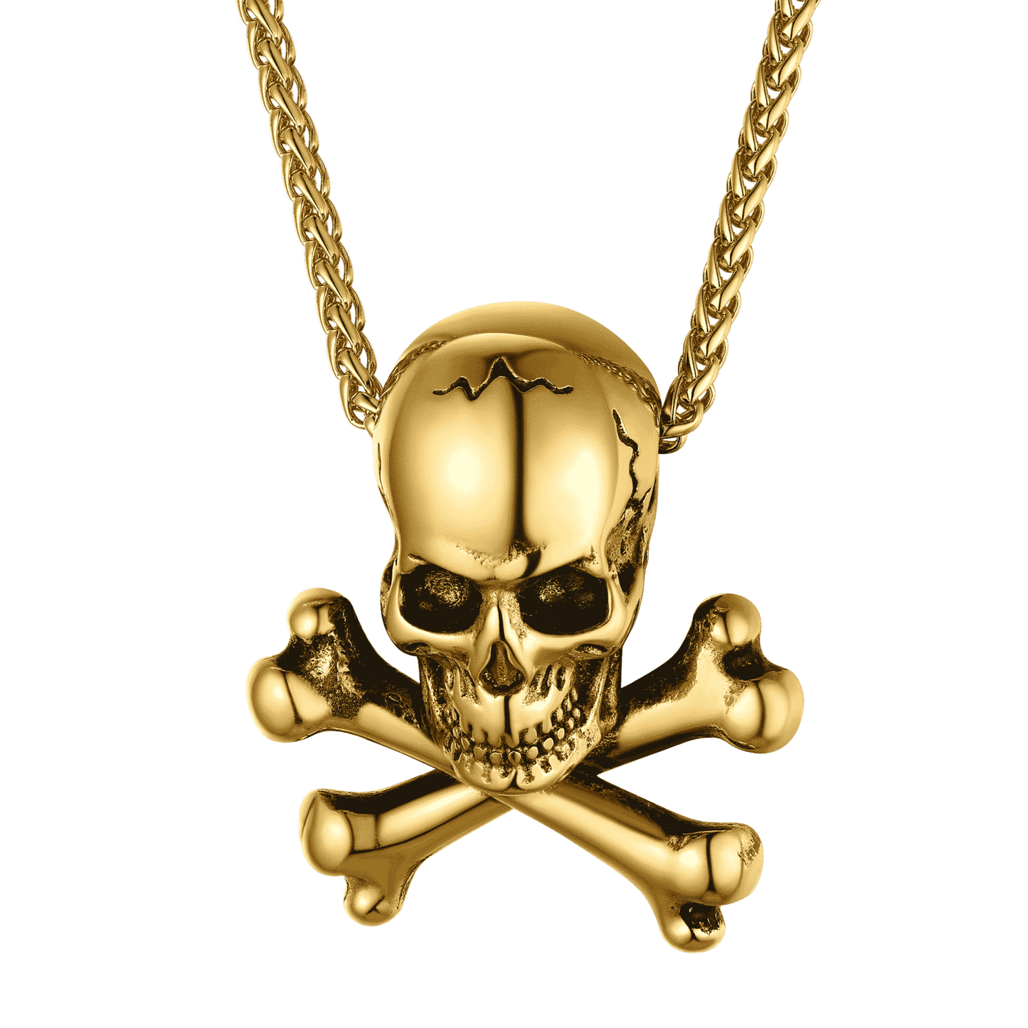 FaithHeart Gothic Pirate Skull Crossbones Necklace For Men FaithHeart