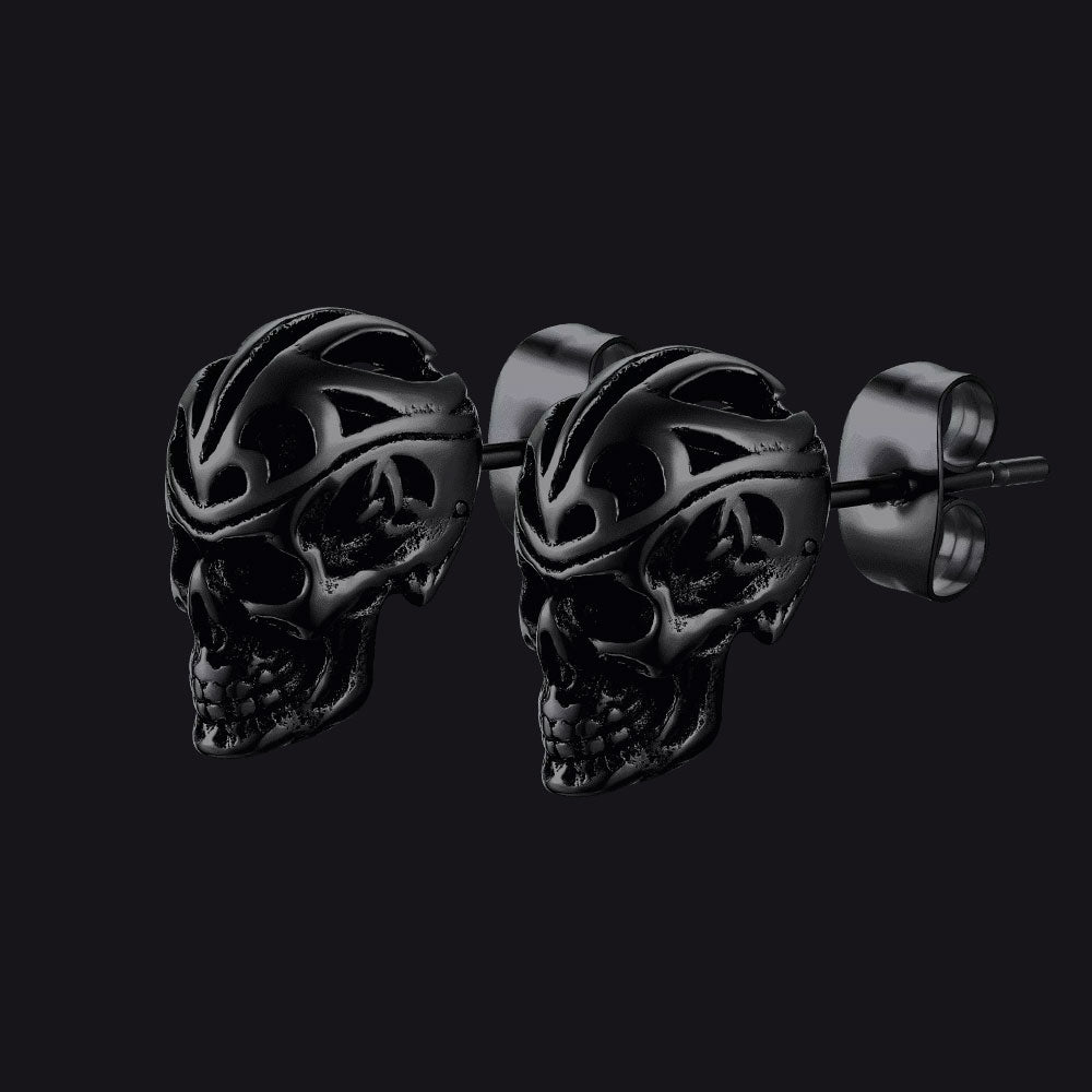 FaithHeart Gothic Celtic Knot Skull Stud Earrings For Men FaithHeart