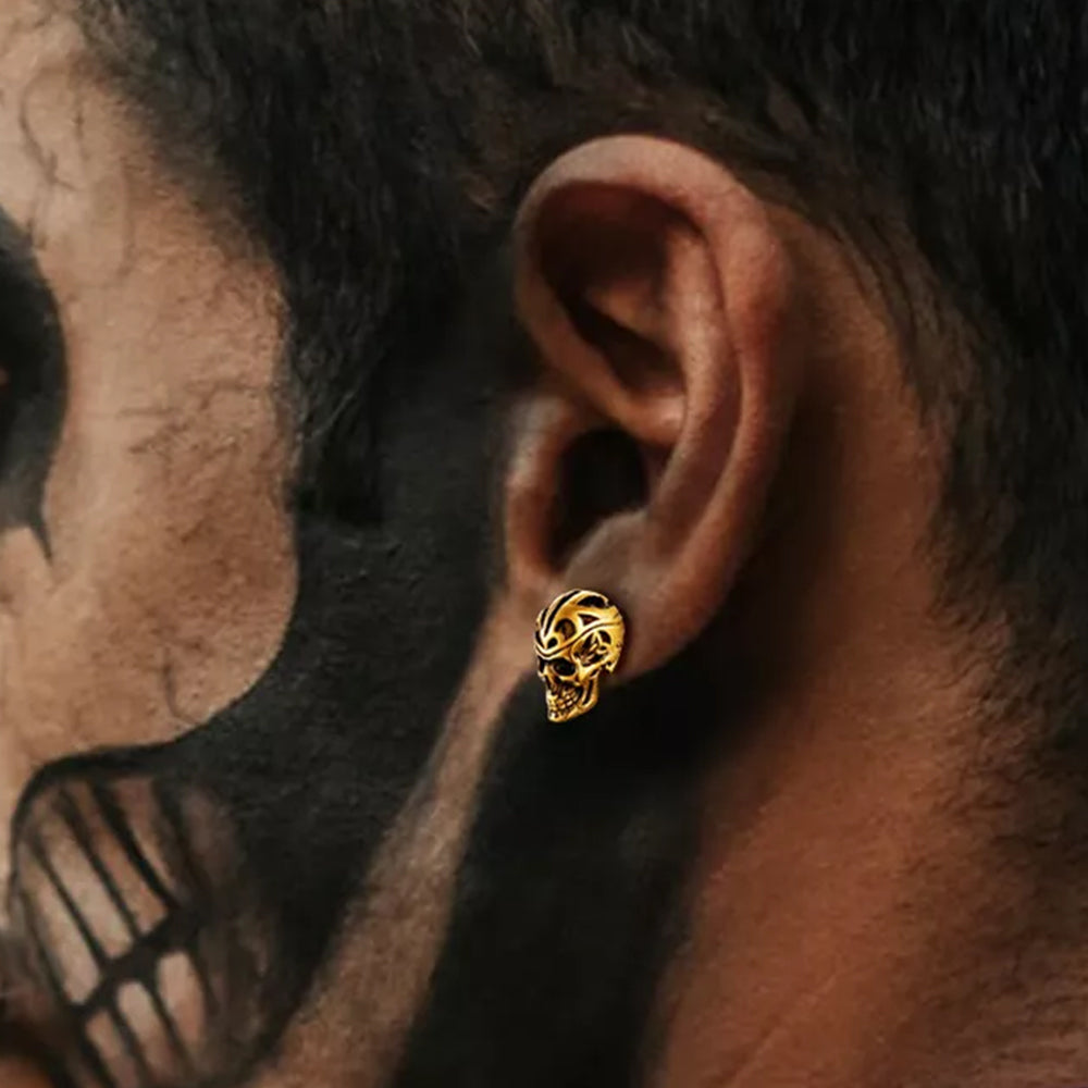 FaithHeart Gothic Celtic Knot Skull Stud Earrings For Men FaithHeart