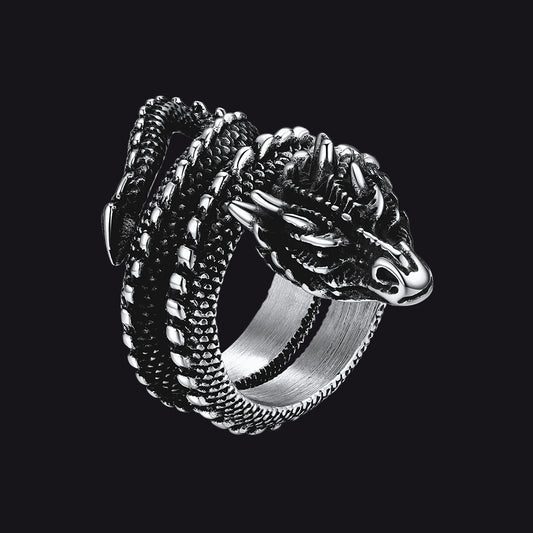 FaithHeart Punk Coiled Dragon Ring For Men Stainless Steel FaithHeartimg