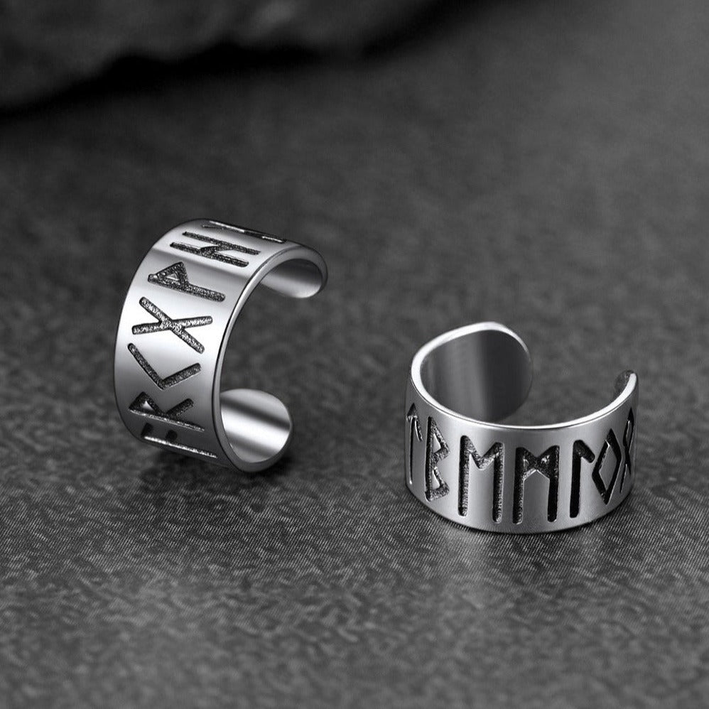 FaithHeart Viking Runes Ear Cuff Earrings For Men Sterling Silver FaithHeart