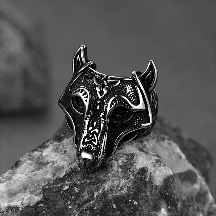 FaithHeart Viking Celtic Wolf Ring for Men Stainless Steel FaithHeart