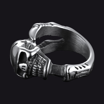 FaithHeart Gothic Skull Ring Biker Ring For Men FaithHeart