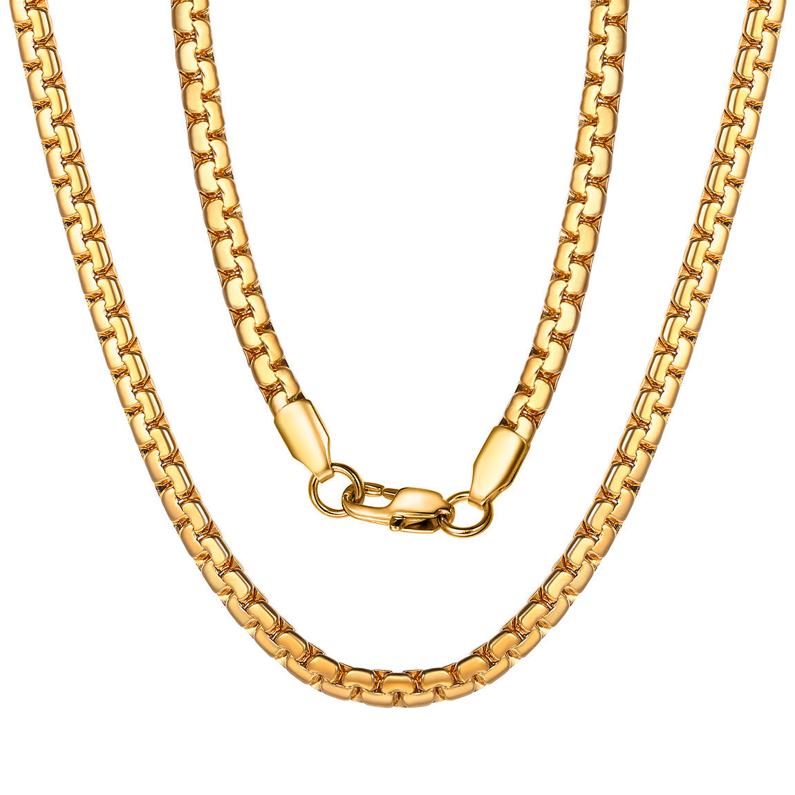 FaithHeart Flat Box Chain Necklace for Men Women FaithHeart