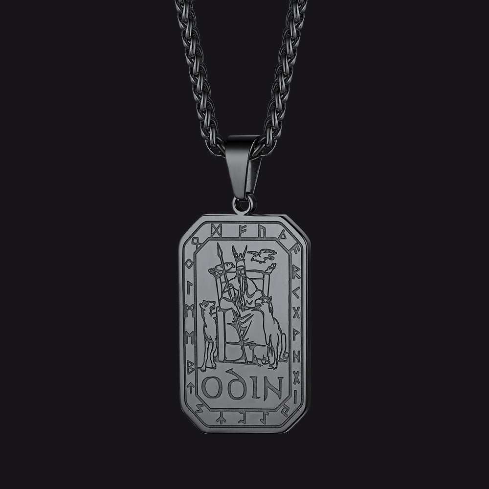FaithHeart Viking Rune Odin Dog Tag Pendant Necklace for Men FaithHeart