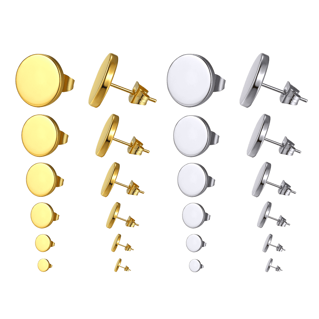 FaithHeart Punk Round Stud Earrings Set For Men 12 Pairs FaithHeart