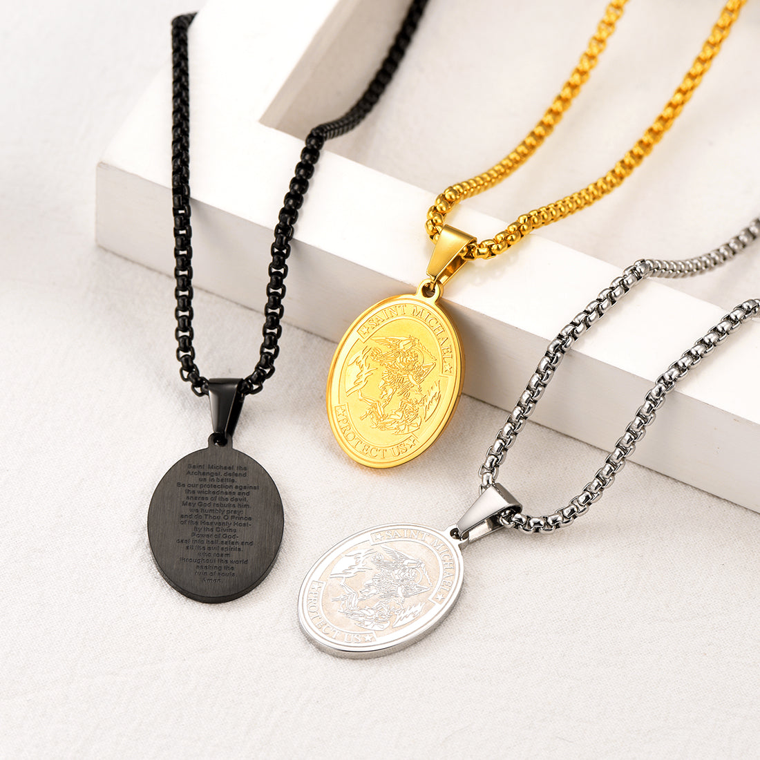 FaithHeart Archangel St. Michael Pendant Necklace Medal For Men FaithHeart
