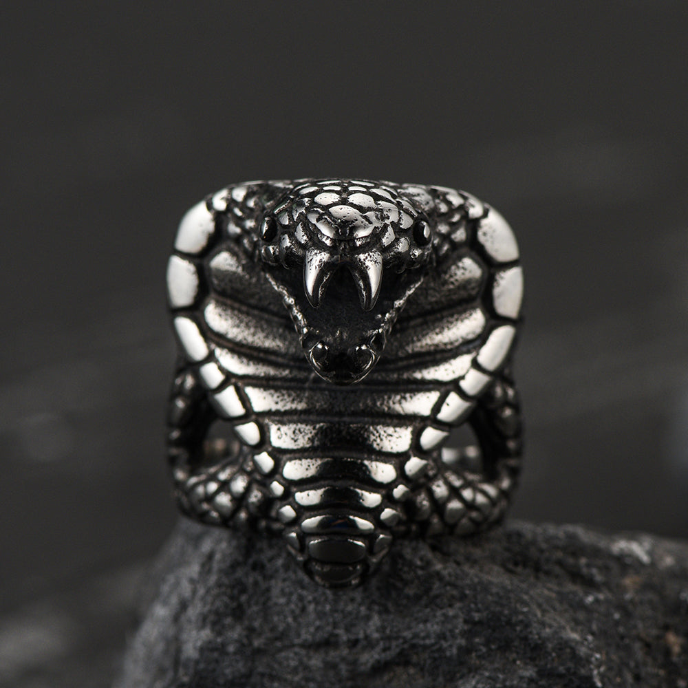FaithHeart Gothic Huge Cobra Snake Ring Stainless Steel for Men FaithHeart