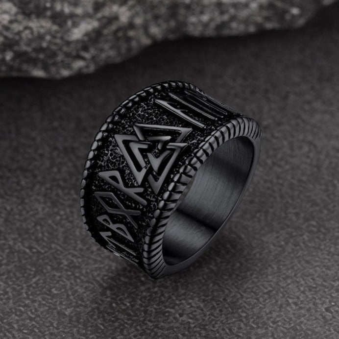 FaithHeart Norse Viking Valknut Ring with Rune for Men FaithHeart