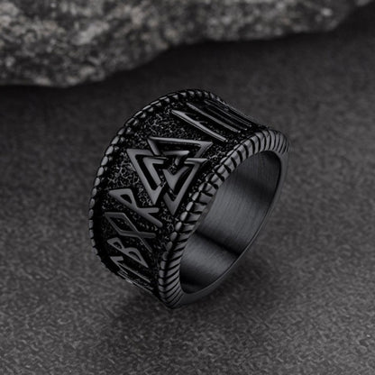 FaithHeart Norse Viking Valknut Ring with Rune for Men FaithHeart