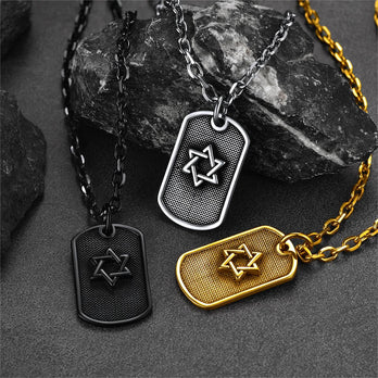 FaithHeart Custom Jewish Star Of David Dog Tag Necklace For Men FaithHeart