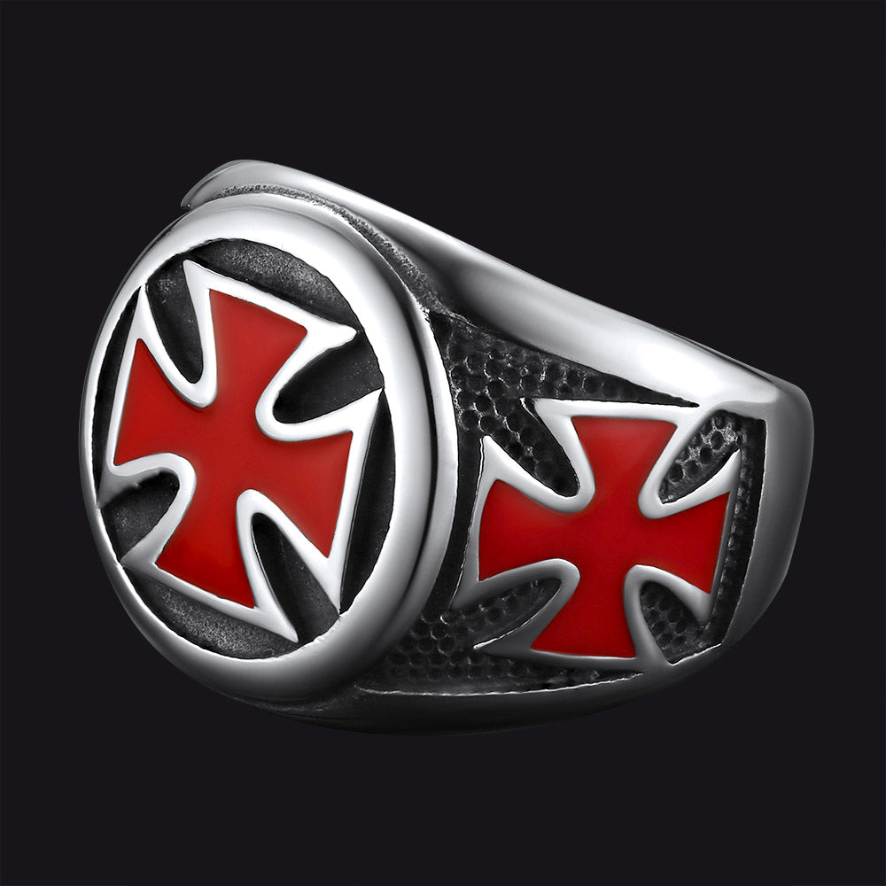 FaithHeart Christian Knights Templar Cross Ring For Men FaithHeart