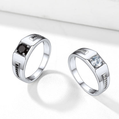 FaithHeart Men's Black Onyx Ring Diamond Ring in Sterling Silver FaithHeart