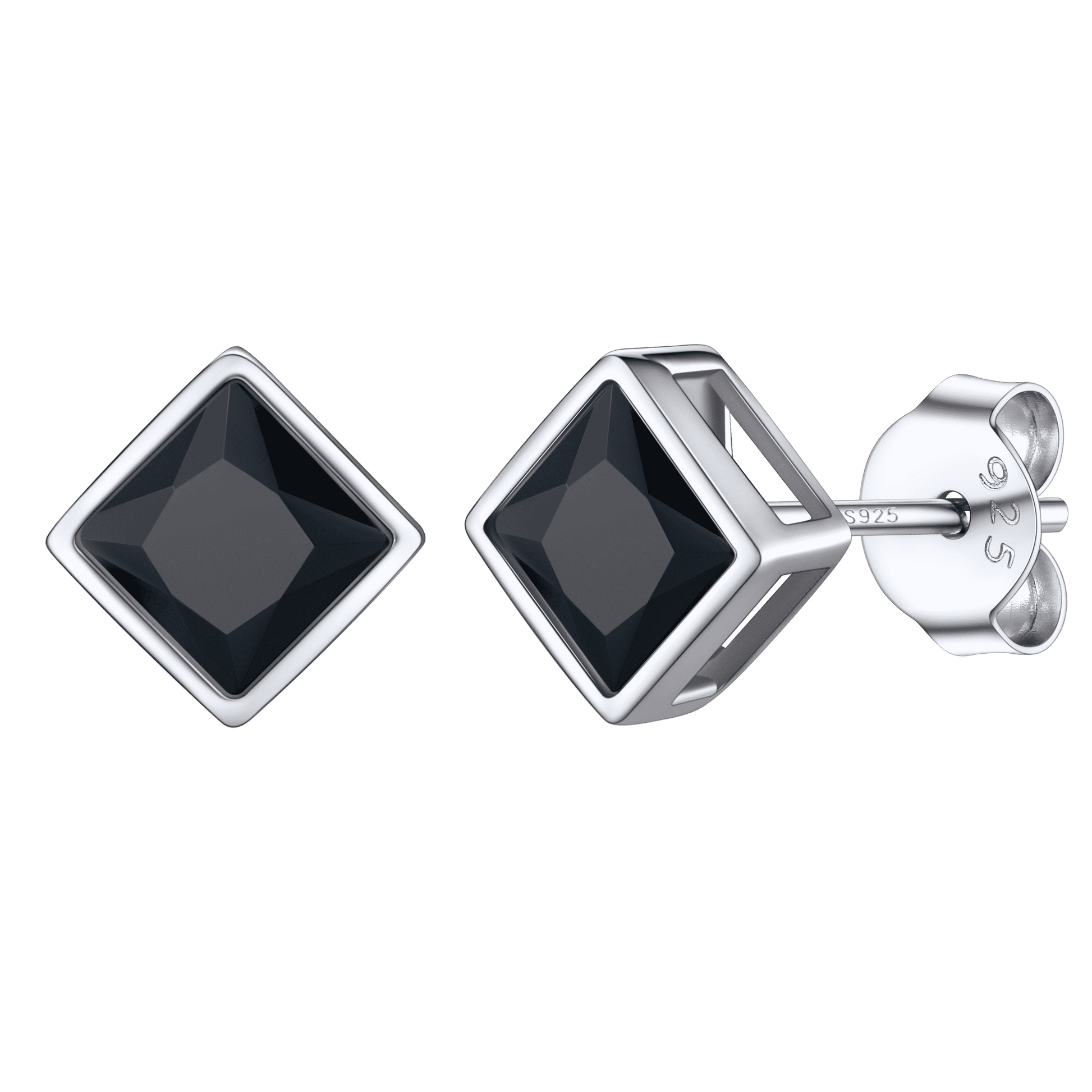 FaithHeart Sterling Silver Diamond Stud Earrings For Men FaithHeart