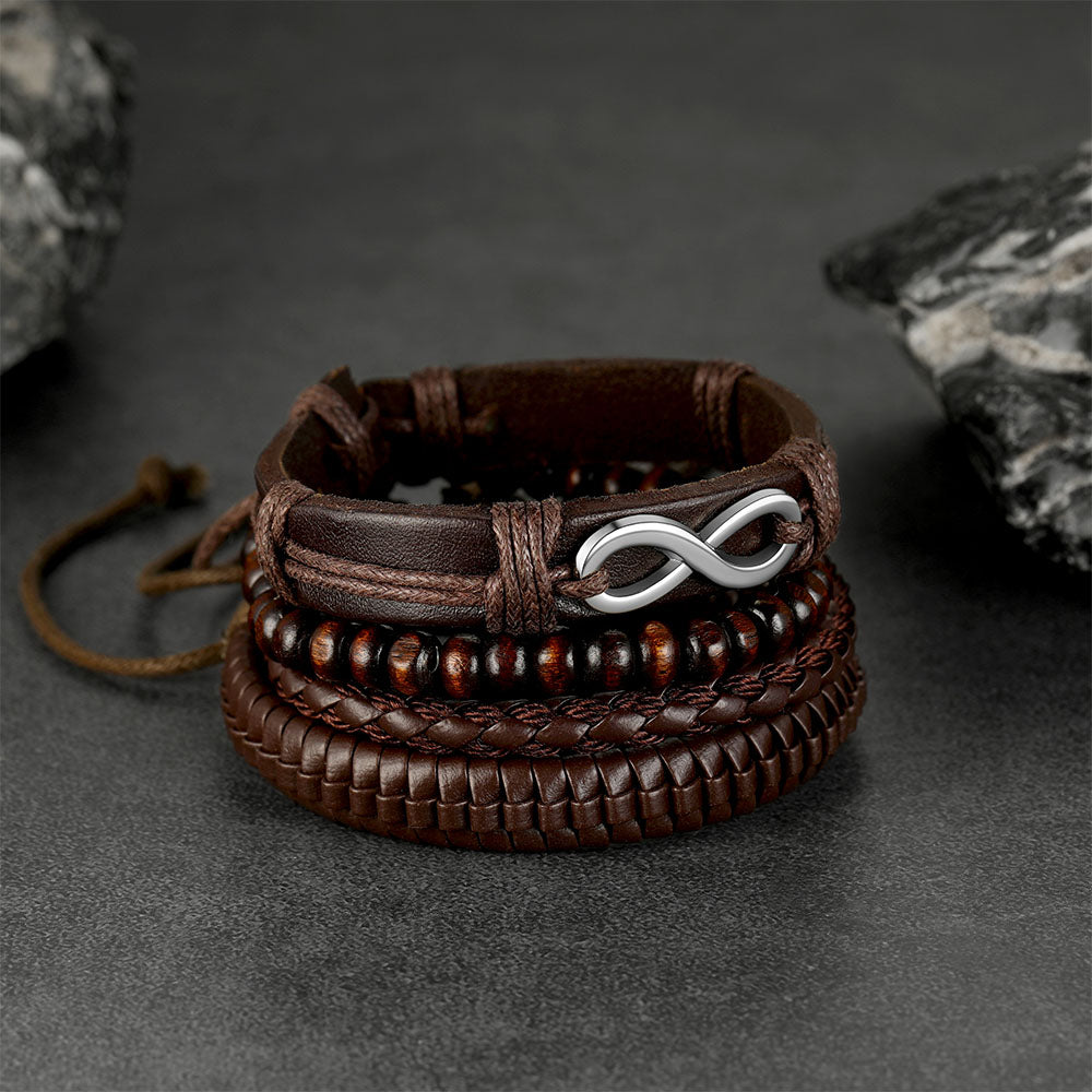 FaithHeart Infinite Woven Cuff Rope Leather Bracelet for Men FaithHeart